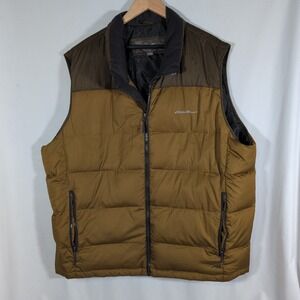 Eddie Bauer Puffer Best Men's XXL Down EB650 Brown Zip Up
